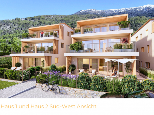 Süd-West Ansicht Haus 1 und 2